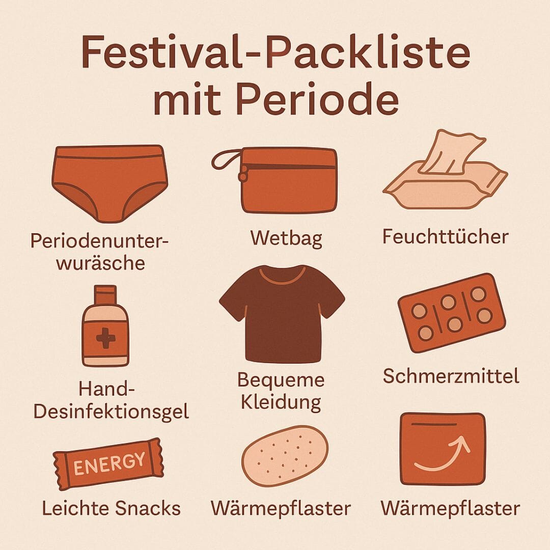 Deine Festival-Perioden-Packliste, Grafik mit alles relevanten Produkten