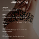 Infografik zur Anwendung der Perioden-Panty in Emerald Grün: Erklärung der Saugstärke 5 (starke Blutung), der extra hohen Sauglage für Frontbleeder und der Tragedauer bis zu 12 Stunden.