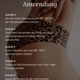 Anleitung zur Smart Layer Technologie der schwarzen Periodenunterwäsche mit Spitze: Saugstark, auslaufsicher bis zu 12 Stunden und vegan produziert in Portugal