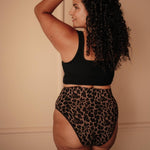 Ausflussunterwäsche Leo High Waist hinten Leo-Print sanfter Bauch-Halt Gr. 42 langlebige Qualität.