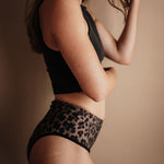 Ausflussunterwäsche Leo High Waist Seite hoher Bund Leo-Muster atmungsaktiv Gr. 36 kein Einschneiden.