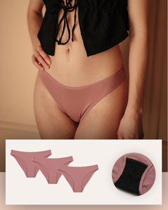 Brazilian Slip Baumwolle Rose Gr 38 hoher Beinausschnitt im 3er Pack als Slipeinlagen-Ersatz