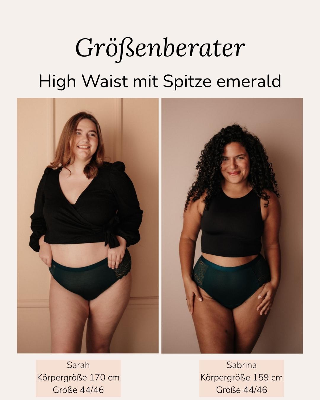 High Waist Spitze Emerald Passform-Check bei unterschiedlichen Körpern 