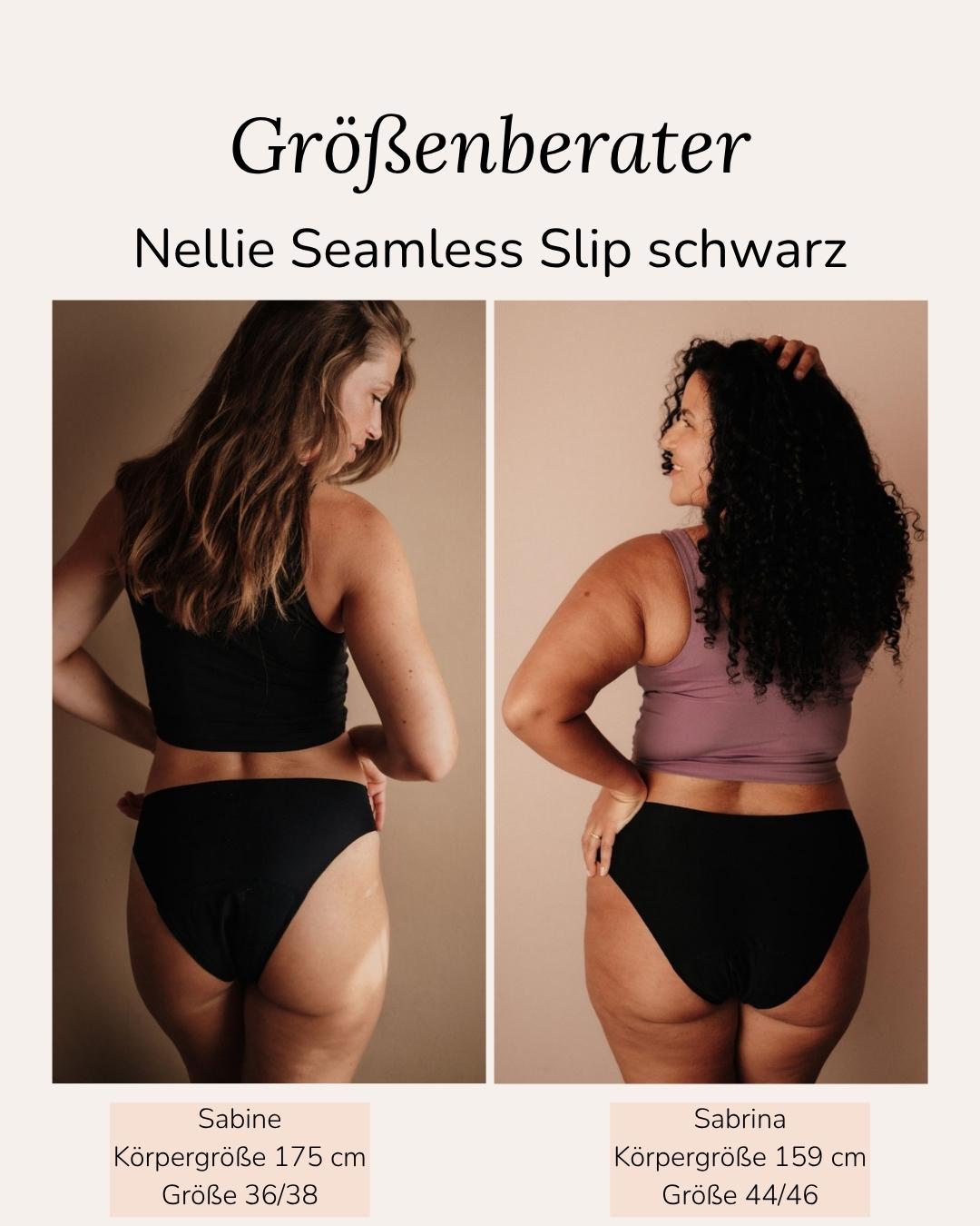 Nellie Schwarz Rückansicht klassischer Slip-Schnitt aus nachhaltigen Materialien 100 Prozent Vegan PETA