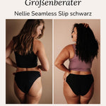 Nellie Schwarz Rückansicht klassischer Slip-Schnitt aus nachhaltigen Materialien 100 Prozent Vegan PETA