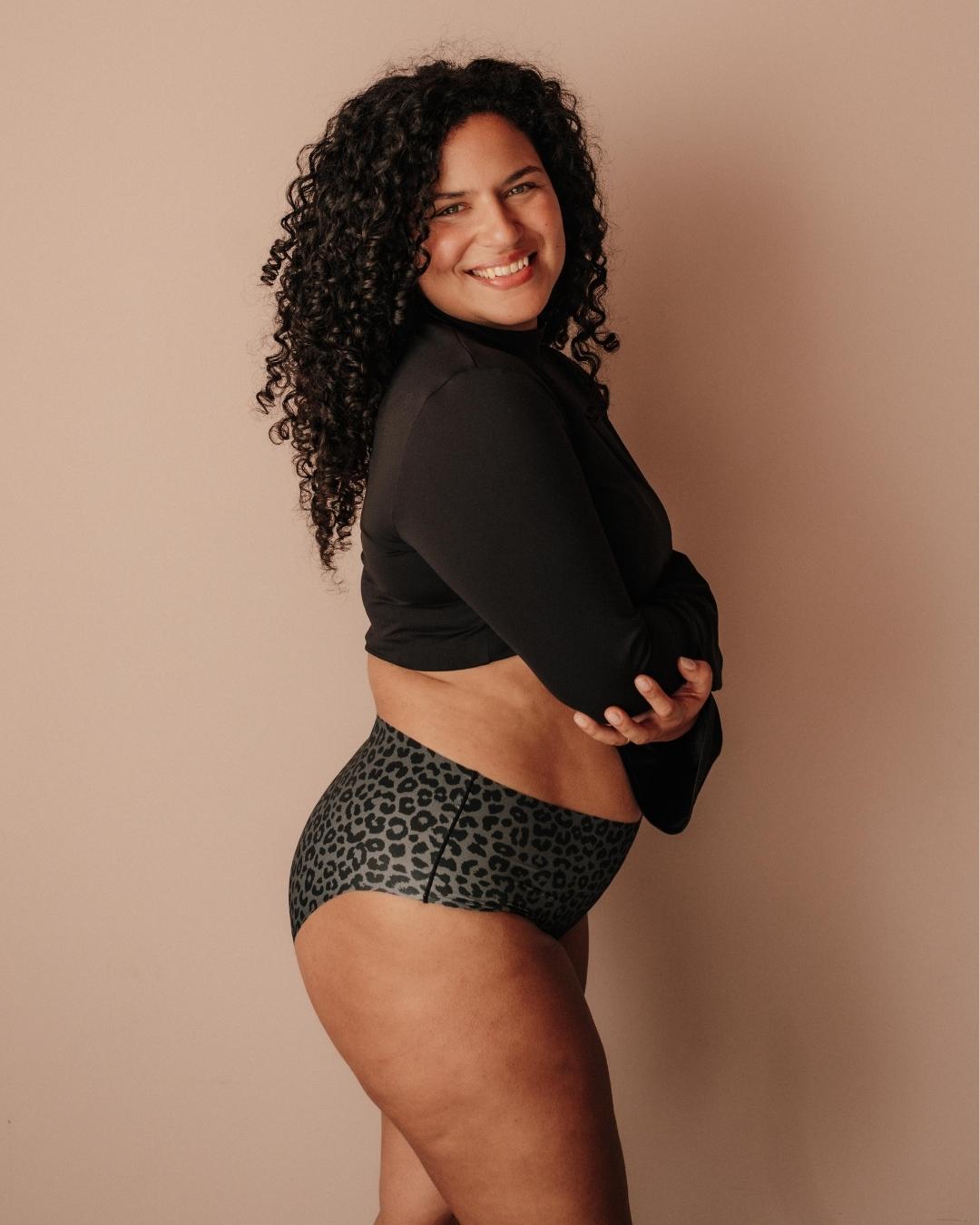 Menstruationsunterwäsche Seamless High Waist Dark Leo Strong Seitenansicht hoher Bund sanfter Halt