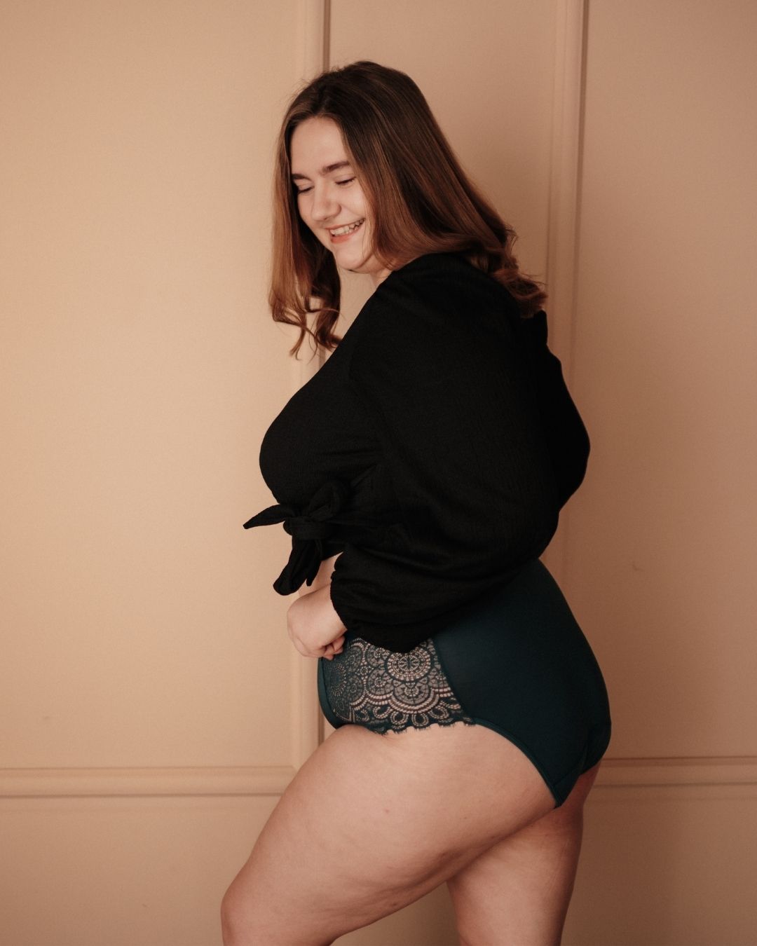 Perioden High Waist emerald grün Profil Spitze hoher Sitz Mehrlagen Technologie sicher