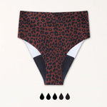 Perioden Panty Nahtlos High Waist Leo Braun Strong Flatlay braunes Leo-Muster ohne PFAS