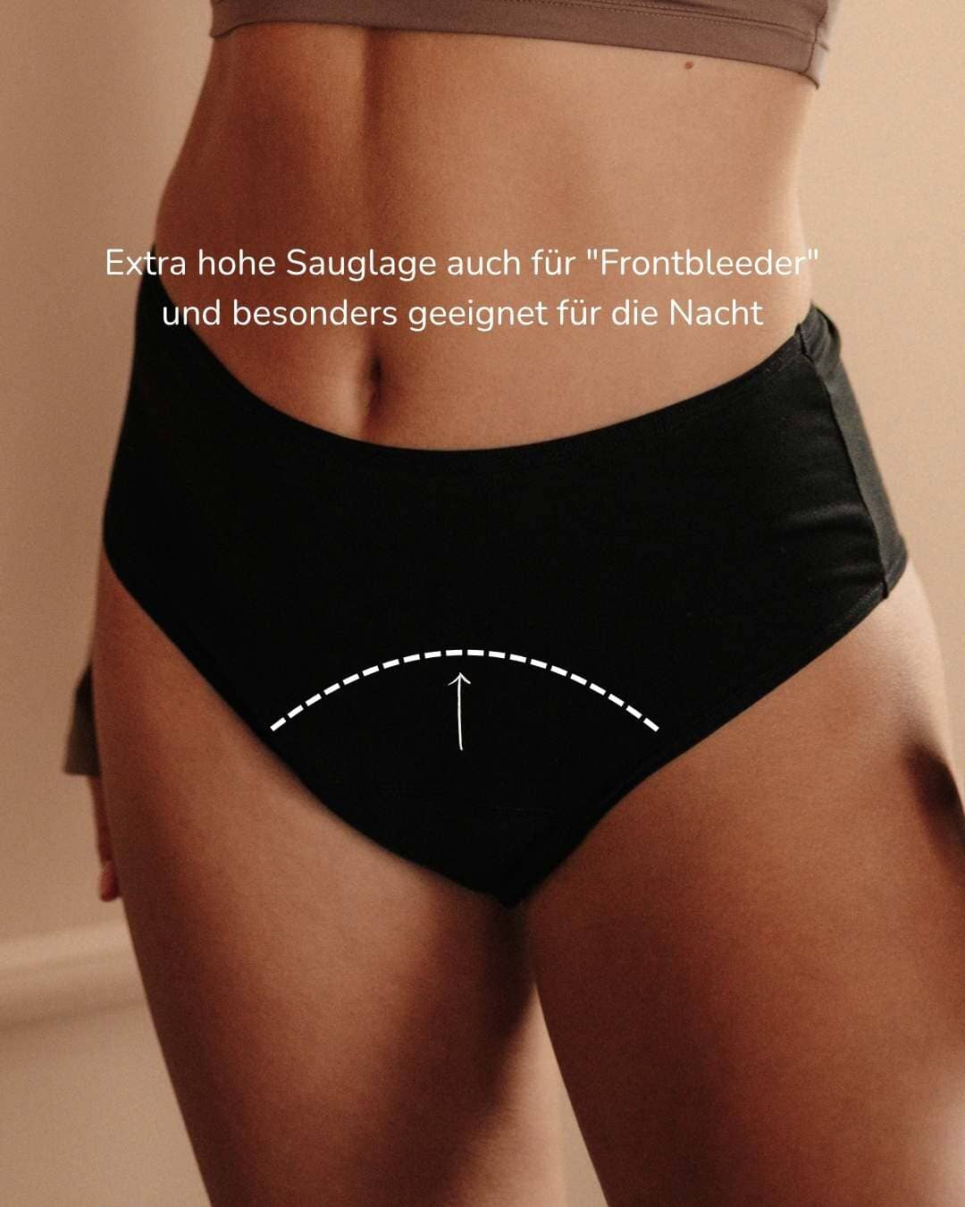 Periodenunterwäsche Bio Baumwolle Slip Schwarz Extra Strong Fokus Saugkern extreme Saugkraft
