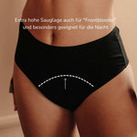 Periodenunterwäsche Bio Baumwolle Slip Schwarz Extra Strong Fokus Saugkern extreme Saugkraft