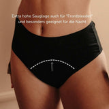 Periodenunterwäsche Bio Baumwolle Slip Schwarz Extra Strong Fokus Saugkern extreme Saugkraft