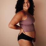 Periodenunterwäsche Seamless Slip Schwarz Medium Seitenansicht flacher Beinausschnitt kein Einschneiden