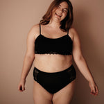 Periodenunterwäsche Spitze High Waist Schwarz Strong Frontalansicht sicherer Form-Sitz starke Tage Schutz