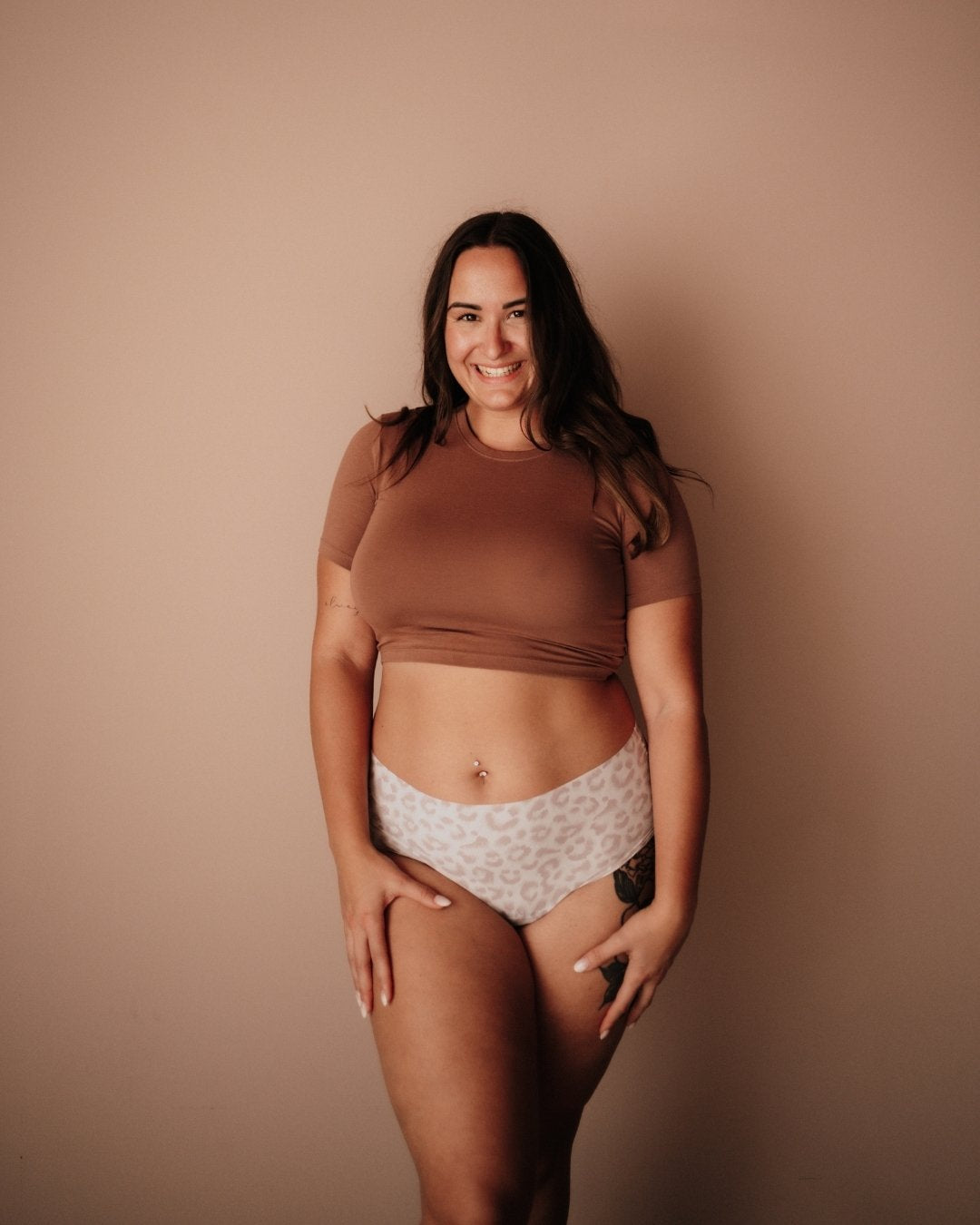 Seamless Periodenunterwäsche Leo Print starke Menstruation Modell in Gr 40/42 mit flachen Kanten für No-Show Effekt.