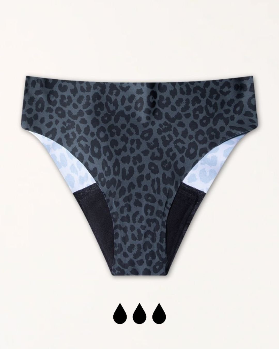 Seamless Slip Dark Leo Periodenunterwäsche Flatlay dunkles Leo-Muster nahtlos und hunderprozent vegan